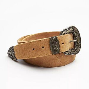 Free People Black Rock Western Belt in Tan Size L/XL